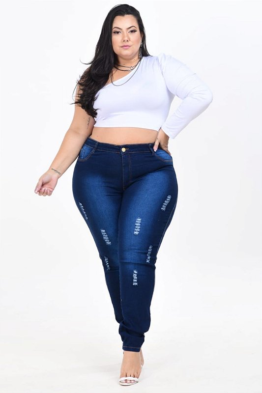 Calça Jeans Latitude Plus Size Skinny Gelza Azul