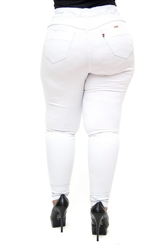 Calça Feminina Cambos Plus Size Skinny Edda Branca