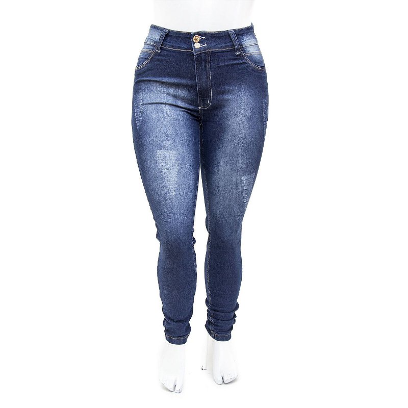 Calça Jeans Feminina Plus Size Hot Pants Escura Cheris