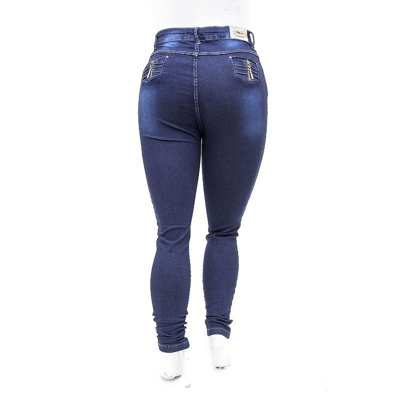 Calça Jeans Feminina Azul Escura Plus Size Hot Pants Cheris