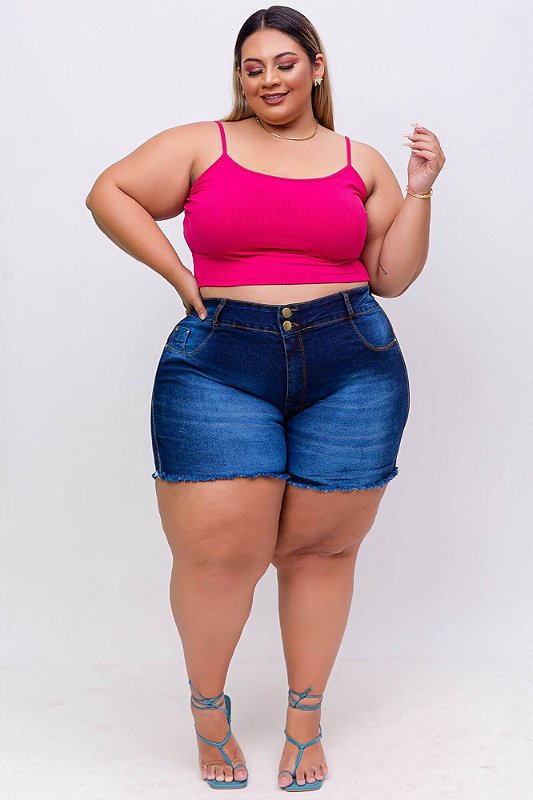 Shorts Jeans Ane Plus Size Andreara Azul