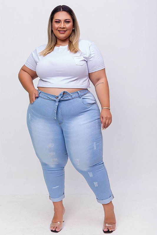 Calça Jeans Ane Plus Size Capri Djanini Azul