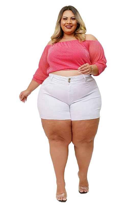 Shorts Jeans Ane Plus Size Diones Branco