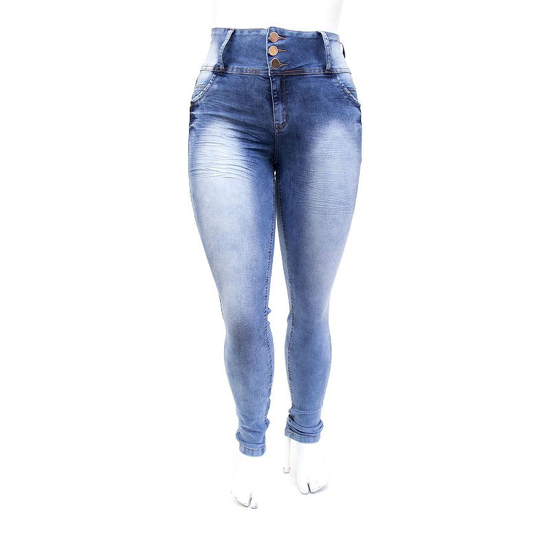 Calça Jeans Feminina Plus Size Manchada Thomix