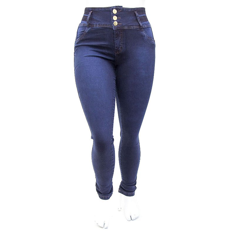 Calça Jeans Feminina Plus Size Azul Escura Thomix