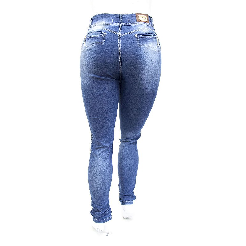 Calça Jeans Feminina Plus Size Básica Azul Cheris