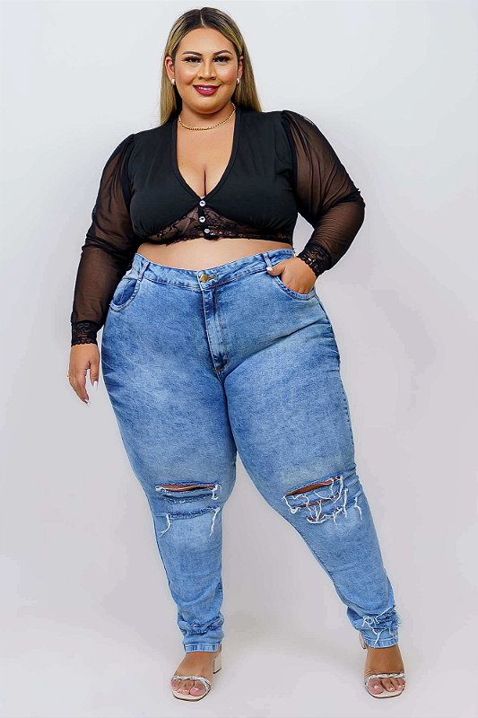 Calça Jeans Ane Plus Size Skinny Jhiorany Azul