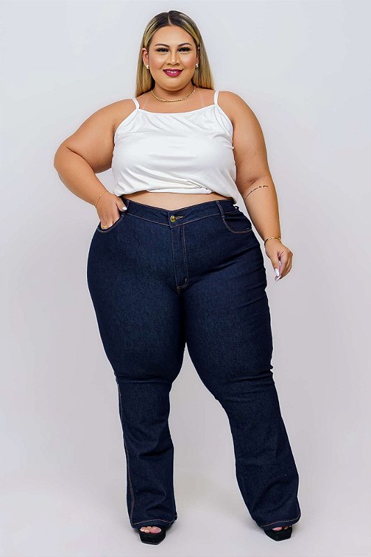 Calça Jeans Ane Plus Size Flare Kassula Azul