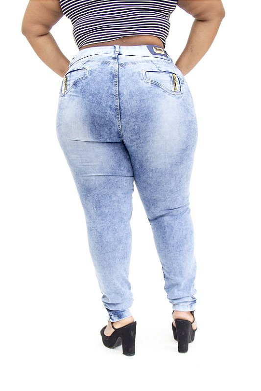 Calça Jeans Cheris Plus Size Skinny Rafaely Azul