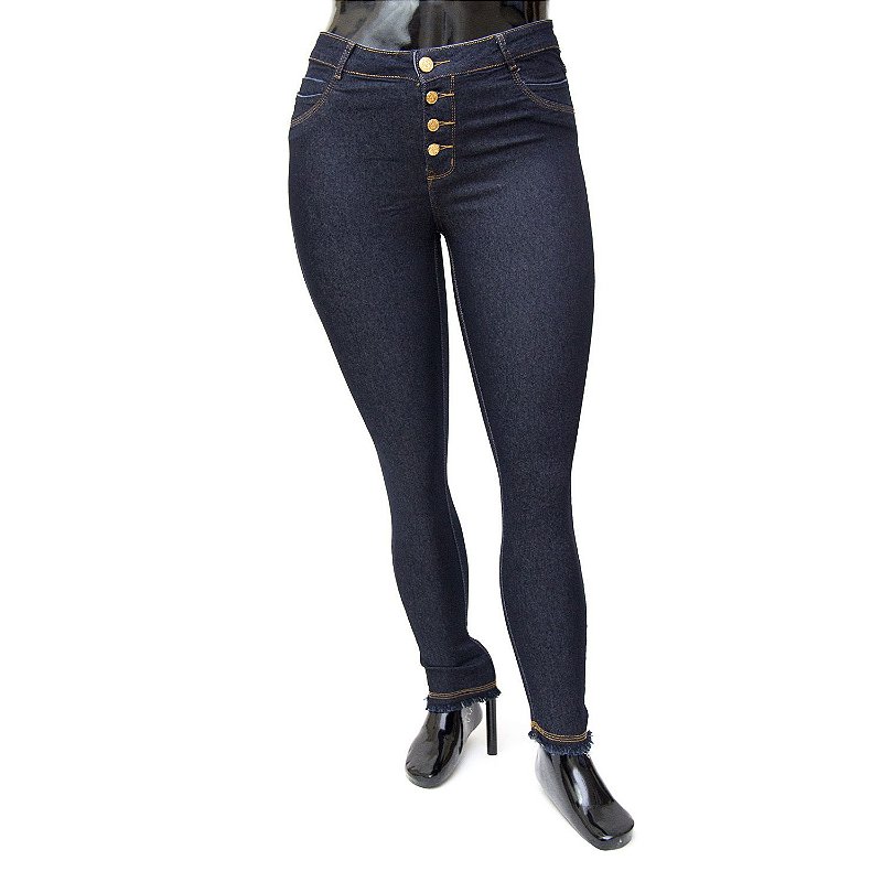 Calça Jeans Plus Size Feminina Básica Darlook Cintura Alta