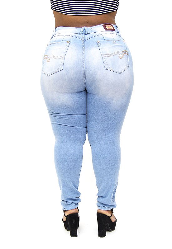 Calça Jeans Xtra Charmy Plus Size Skinny Edicleide Azul