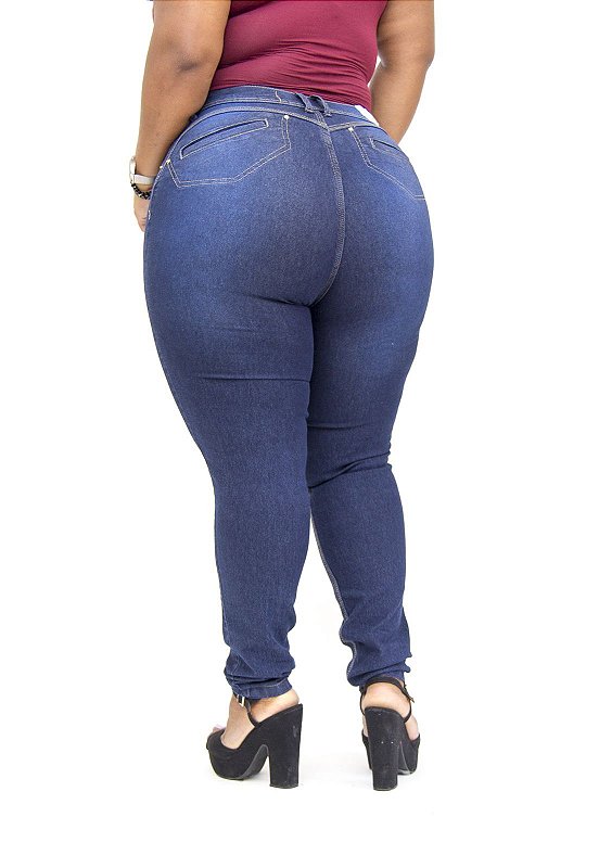 Calça Jeans Cheris Plus Size Skinny Poliana Azul