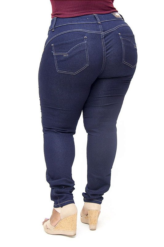 Calça Jeans Deerf Plus Size Skinny Carolini Azul