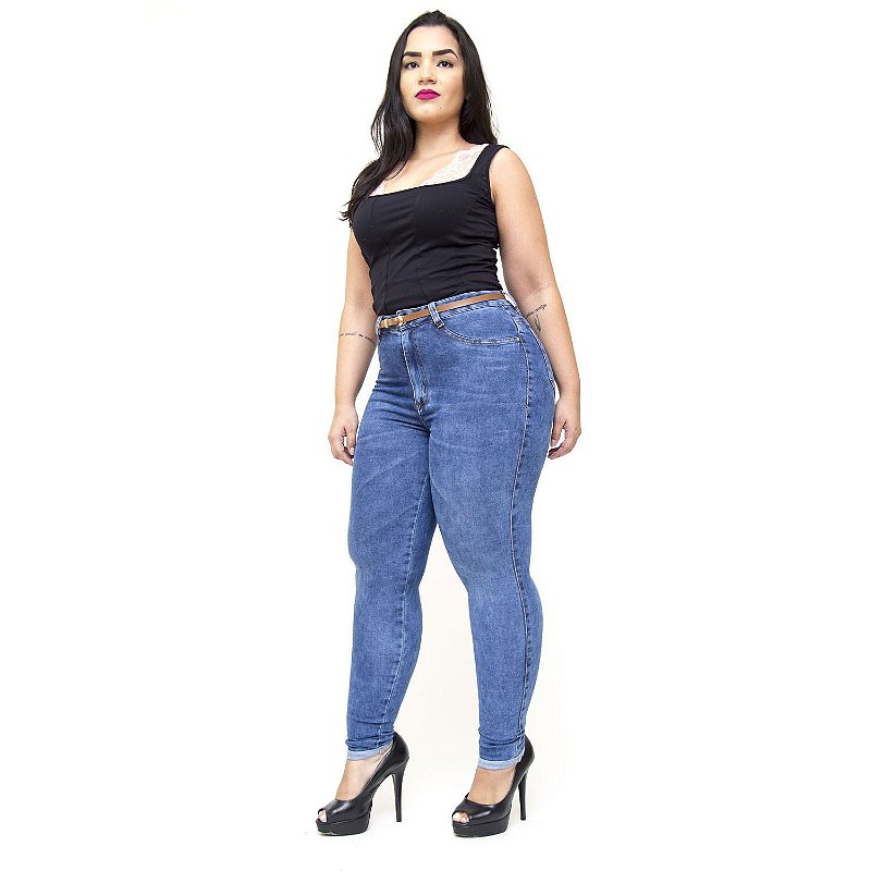 Calça Jeans Cambos Plus Size Skinny Gabriella Azul