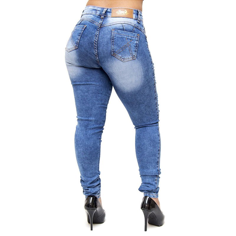 Calça Jeans Bunny Skinny Rasgada Marluce Azul