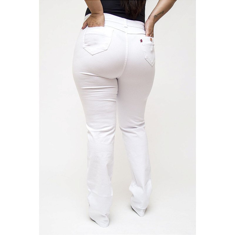 Calça Jeans Cambos Plus Size Reta Quezia Branca