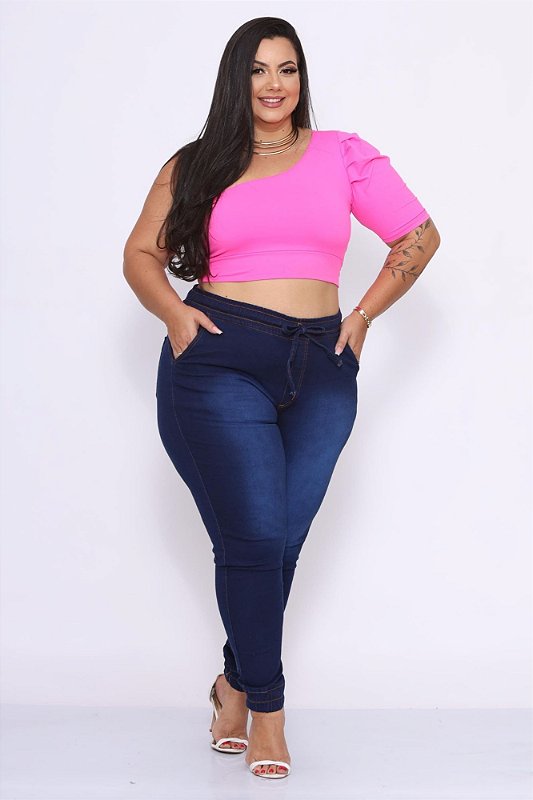 Calça Jeans Ane Plus Size Jogger Thailisy Azul