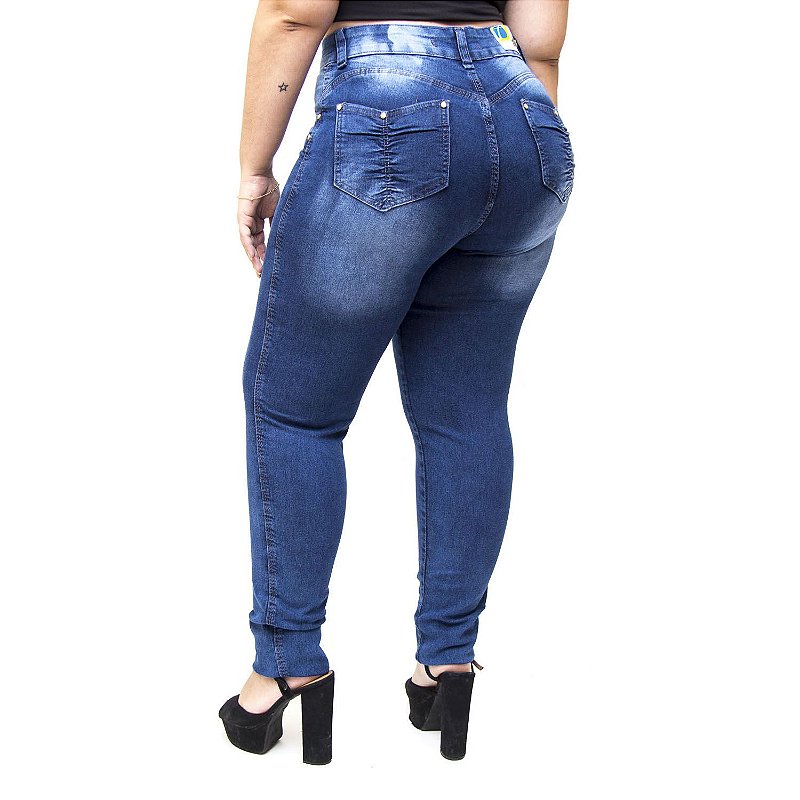 Calça Jeans Cheris Plus Size Skinny Thainah Azul