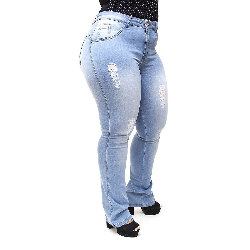 Calça Jeans MC2 Plus Size Flare Nattieli Azul