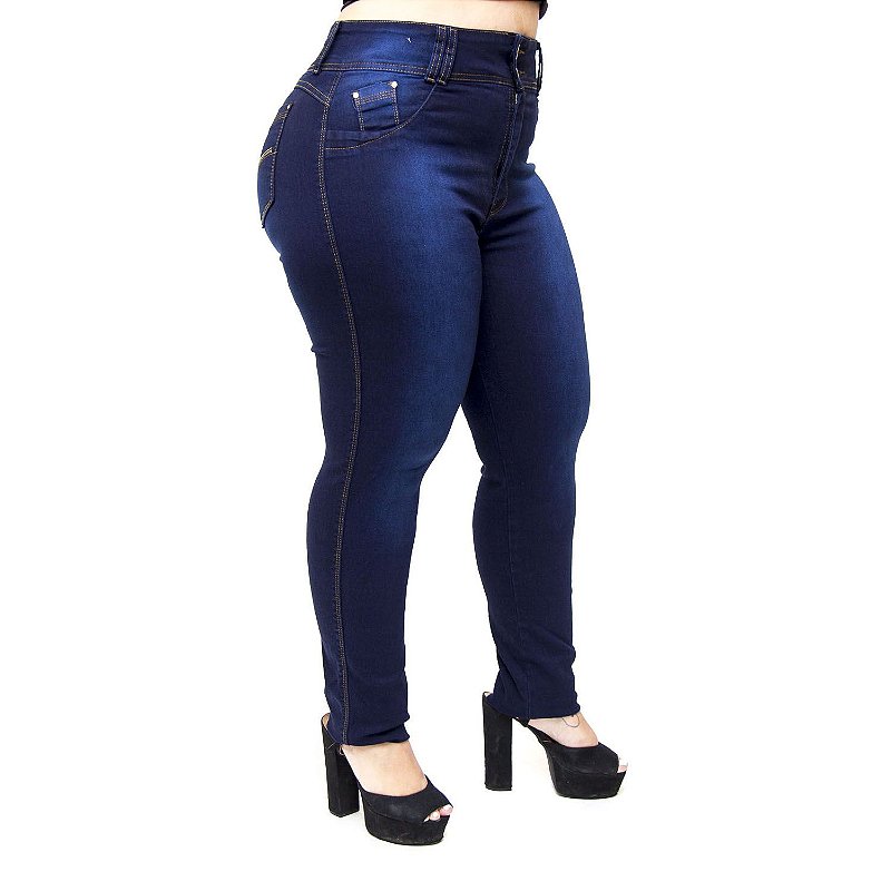 Calça Jeans Wesen Plus Size Skinny Liange Azul