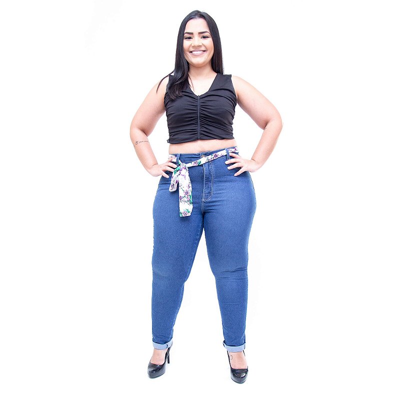 Calça Jeans Cambos Plus Size Skinny Dhaiani Azul
