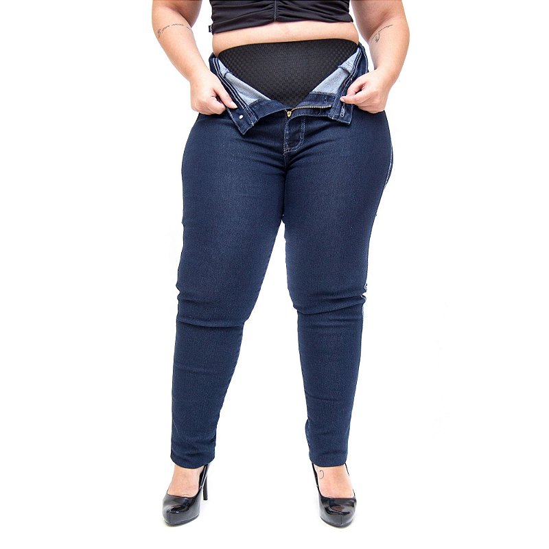 Calça Jeans Cheris Plus Size com Cinta Skinny Aryexa Azul