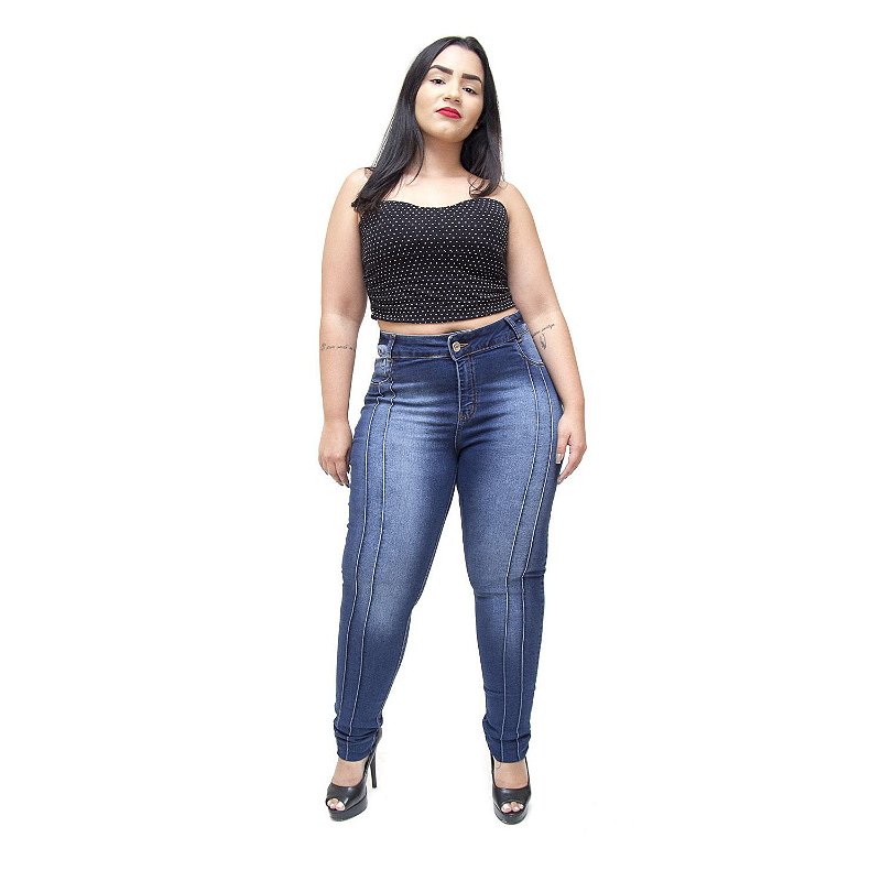 Calça Jeans Credencial Plus Size Skinny Elizia Azul