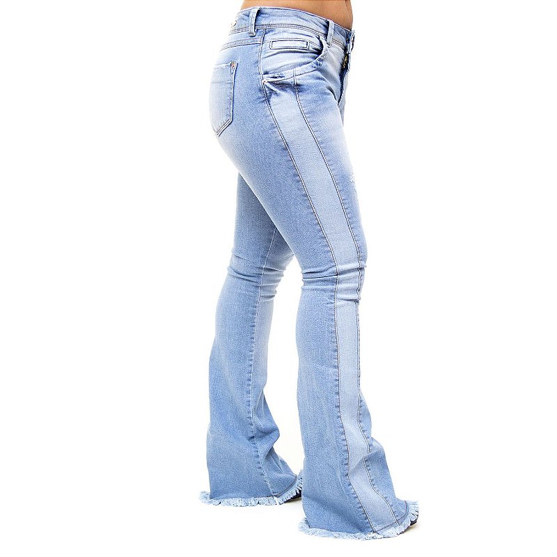 Calça Jeans Deerf Flare Rasgadinha Williana Azul