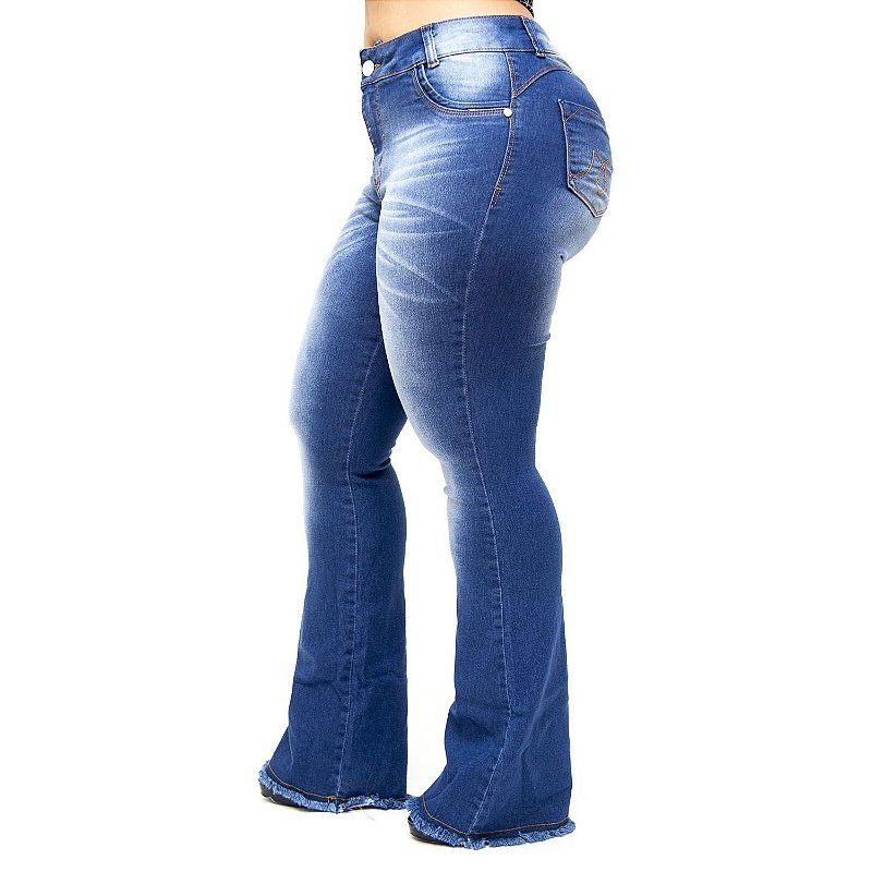 Calça Jeans Credencial Plus Size Flare Grazielly Azul