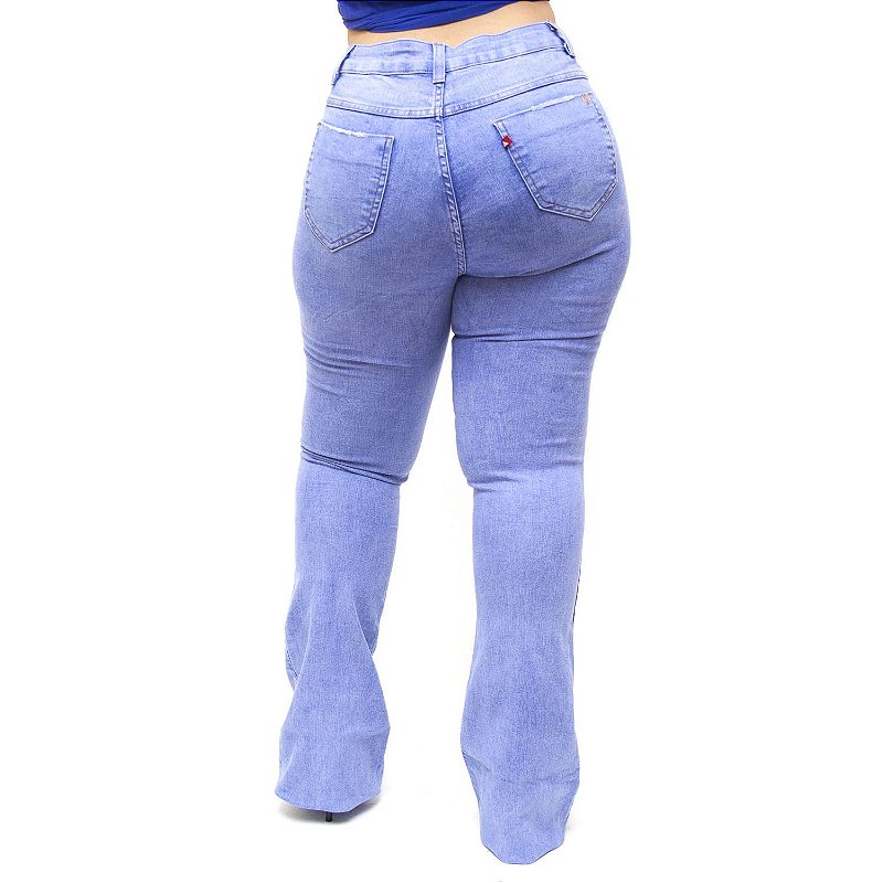 Calça Jeans Feminina Cambos Plus Size Flare Jeruza Azul