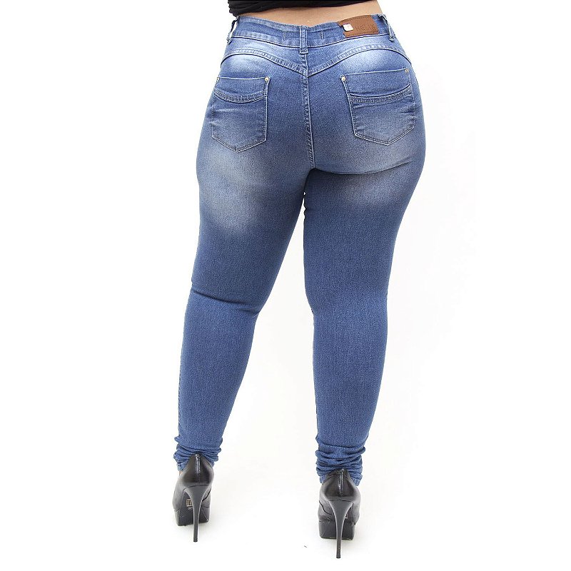Calça Jeans Feminina Helix Plus Size Skinny Kettellyn Azul