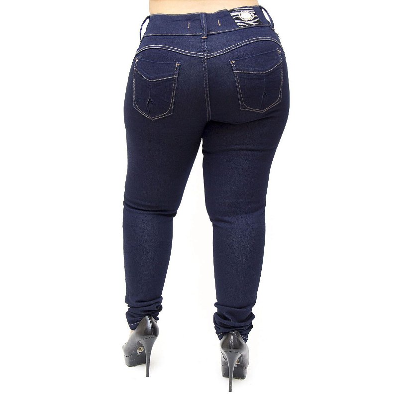 Calça Jeans Feminna Deerf Plus Size Skinny Sulema Azul