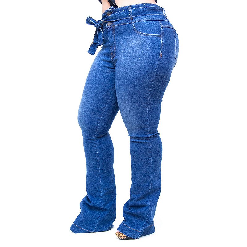 Calça Jeans Cambos Plus Size Flare Weslen Azul