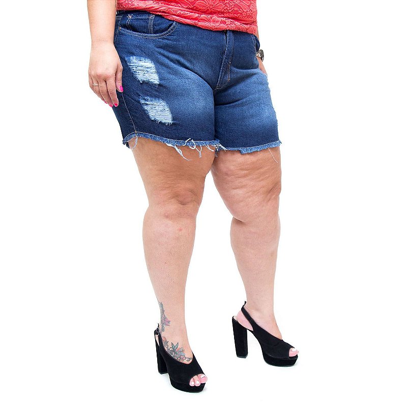 Shorts Jeans Feminino Bokker Plus Size Thabita Azul