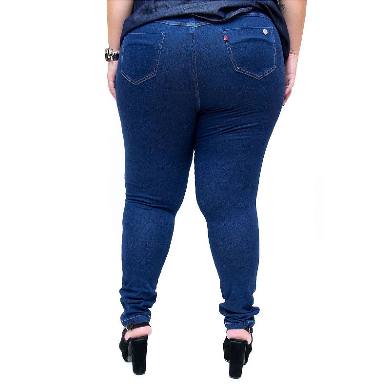 Calça Jeans Feminina Cambos Plus Size Skinny Katyane Azul