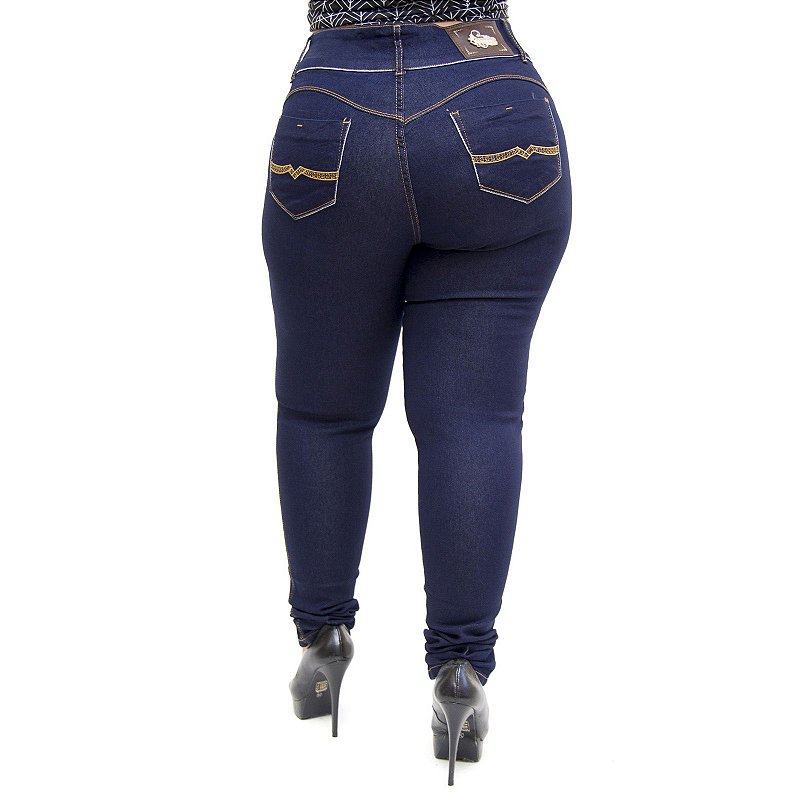 Calça Jeans Feminina Credencial Plus Size Skinny Dryka Azul