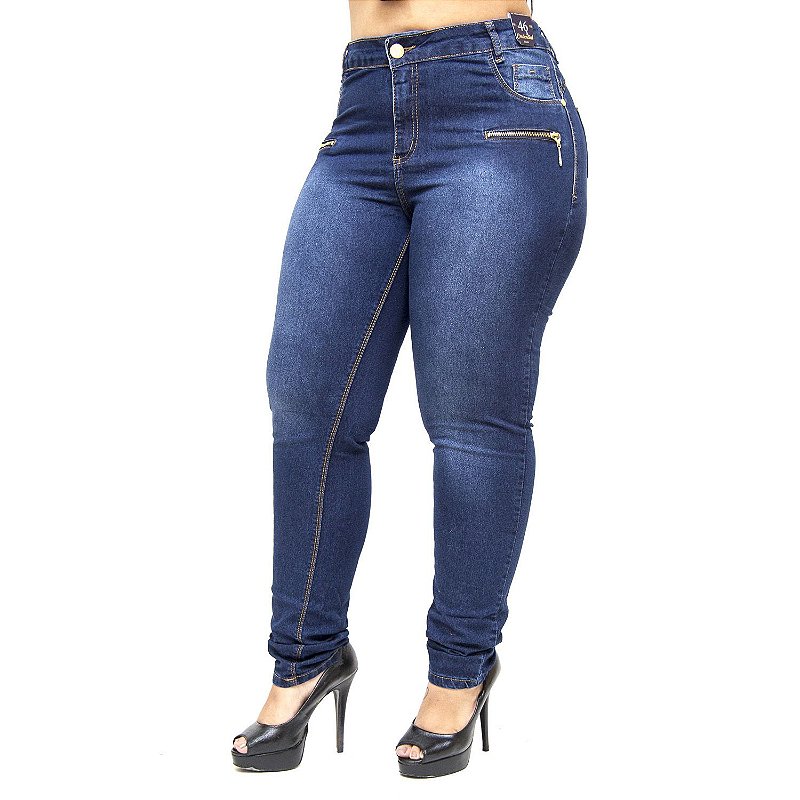 Calça Jeans Credencial Plus Size Skinny Claudinice Azul