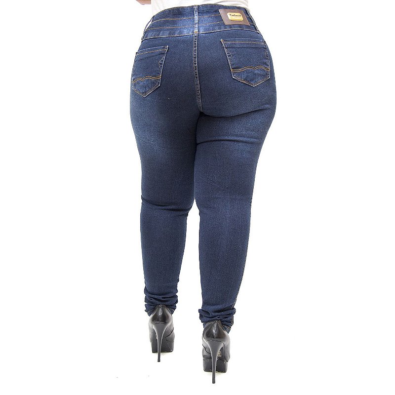 Calça Jeans Credencial Plus Size Skinny Verilaine Azul