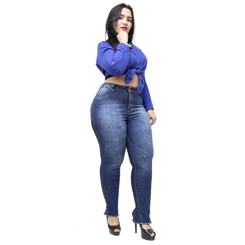 Calça Jeans Credencial Plus Size Cigarrete Marineusa Azul