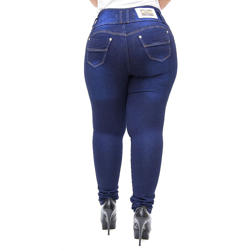 Calça Jeans Feminina Hevox Plus Size Skinny Luannie Azul