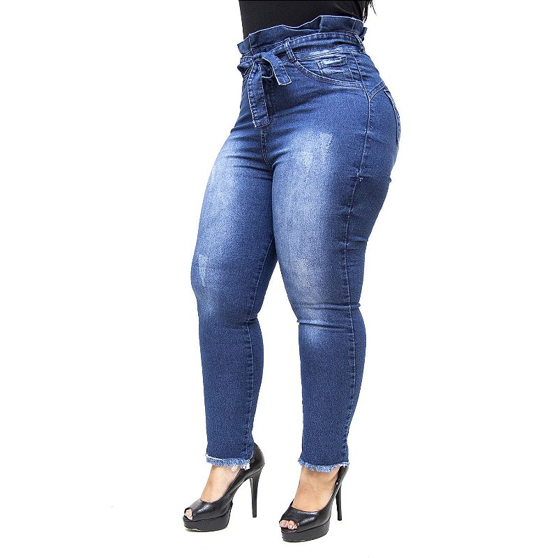 Calça Jeans Feminina Meitrix Plus Size Skinny Odilane Azul