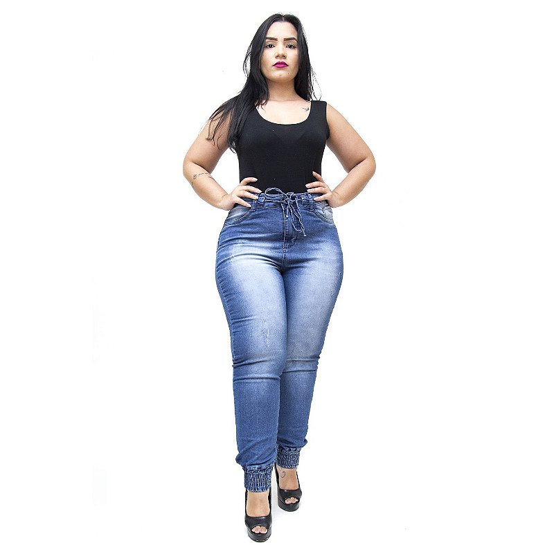 Calça Jeans Feminina Meitrix Plus Size Skinny Noraia Azul
