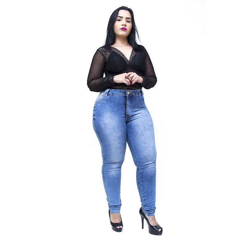 Calça Jeans Feminina Helix Plus Size Skinny Sezineth Azul