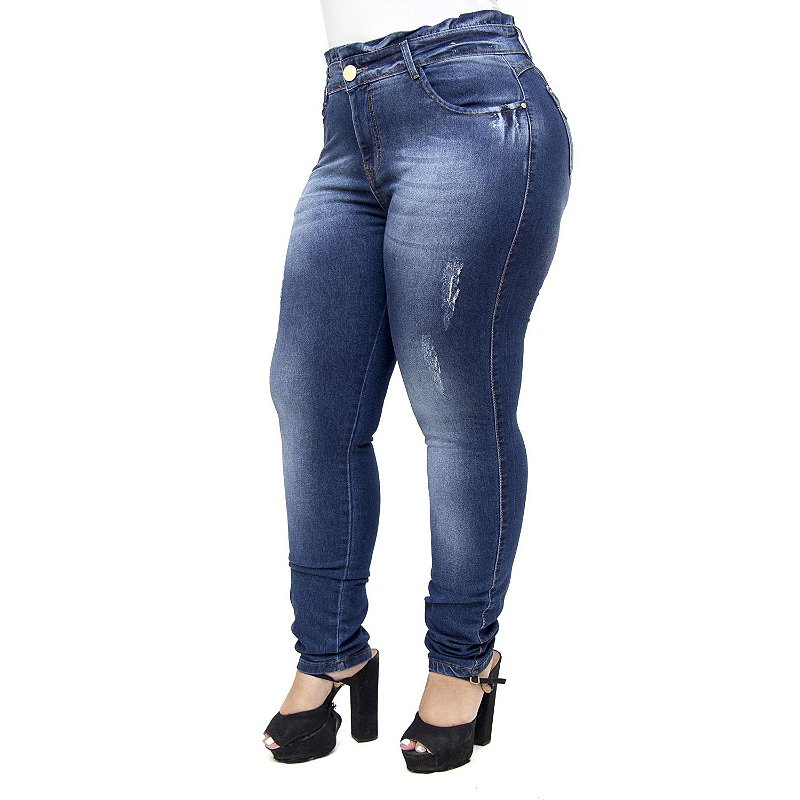 Calça Jeans Xtra Charmy Plus Size Cigarrete Catiuscia Azul