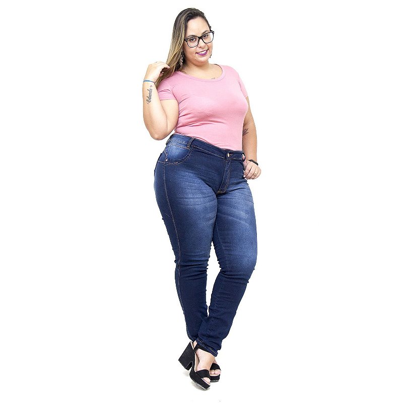 Calça Jeans Feminina Credencial Plus Size Skinny Vereza Azul