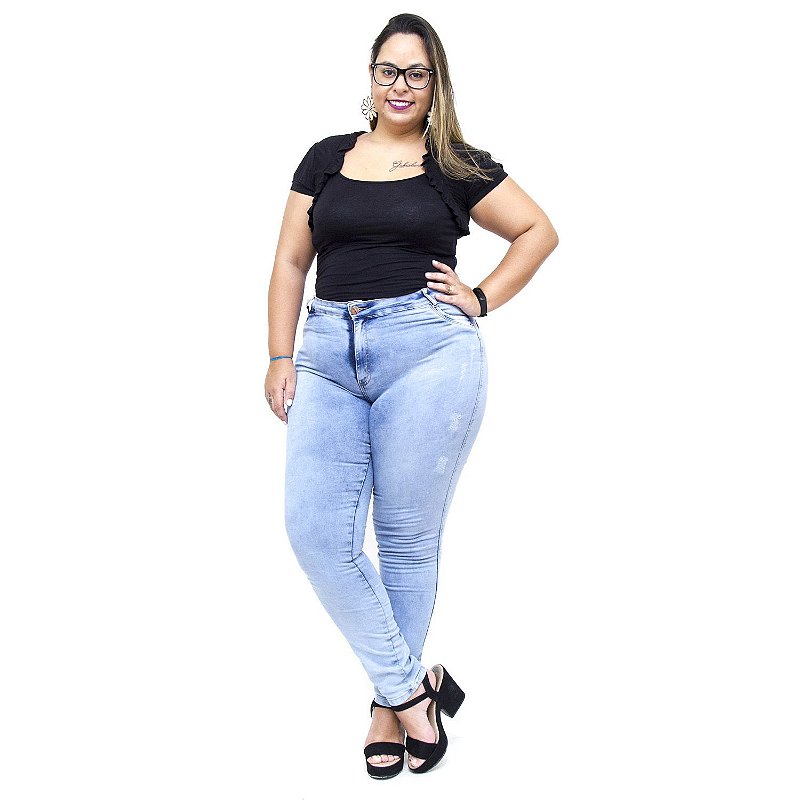 Calça Jeans Feminina Helix Plus Size Skinny Evanise Azul