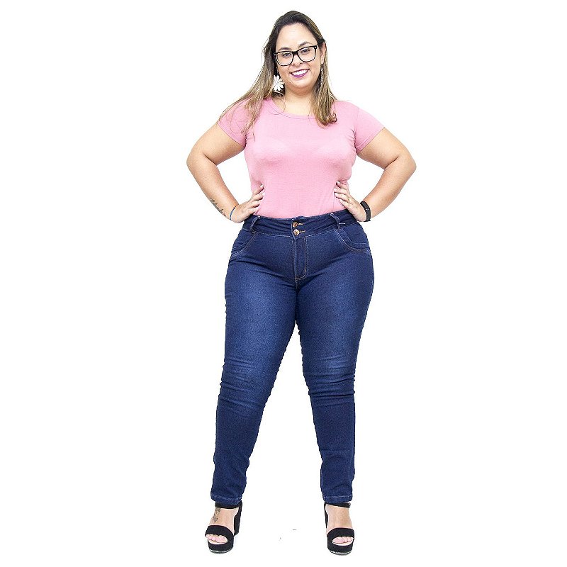 Calça Jeans Feminina MC2 Plus Size Skinny Hemely Azul