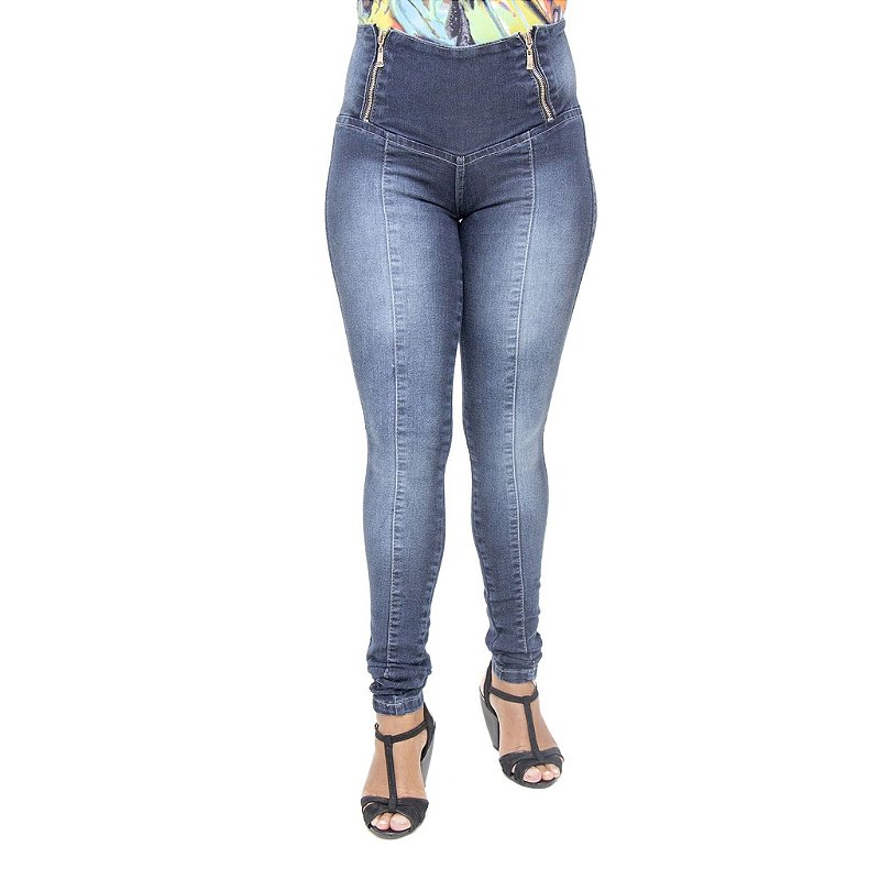 Calça Jeans Legging Feminina Credencial Escura com Cintura Alta