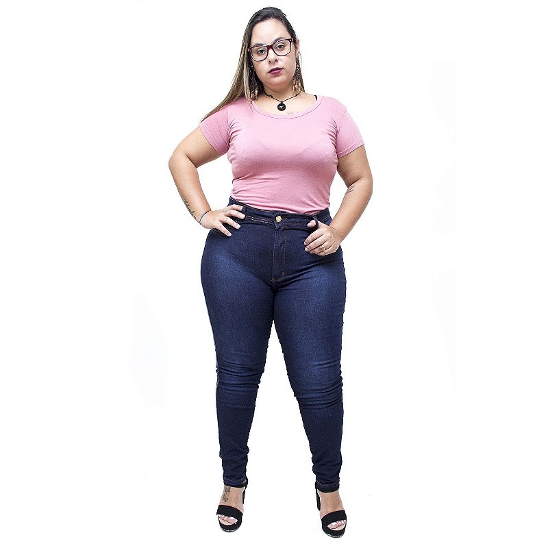 Calça Jeans Latitude Plus Size Skinny Almezina Azul