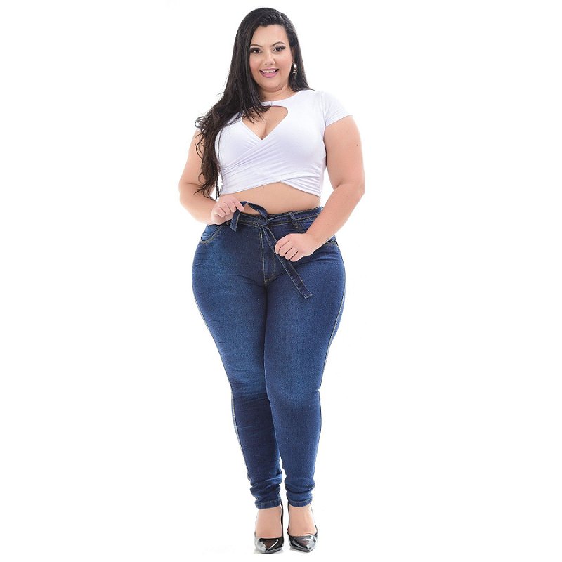 Calça Jeans Latitude Plus Size Skinny Andrilia Azul